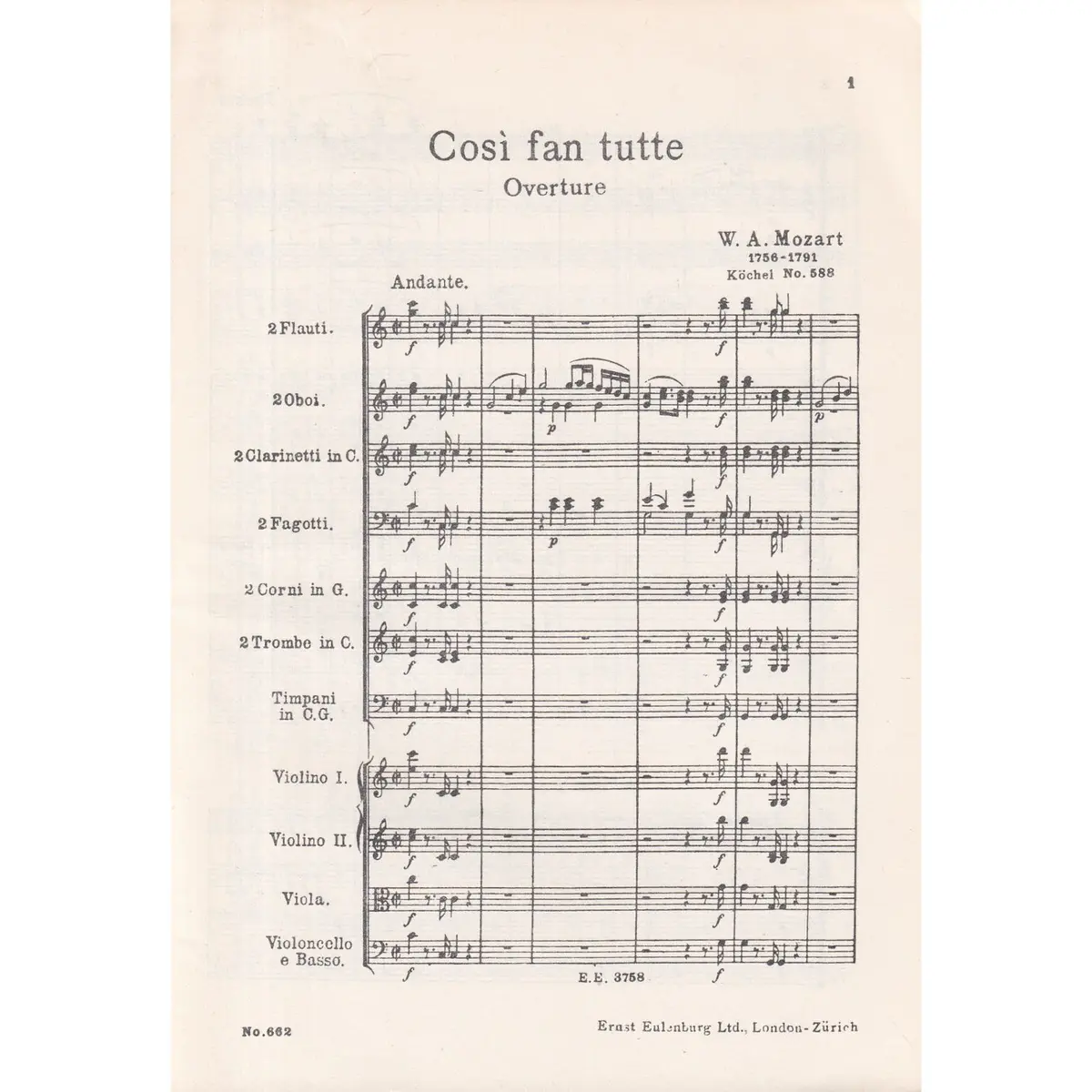 Cosi Fan Tutte K588 -Overture
