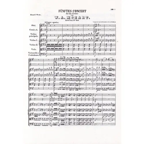 Concertos For String. Kv 219, 261, 269 (partitura de bolso)