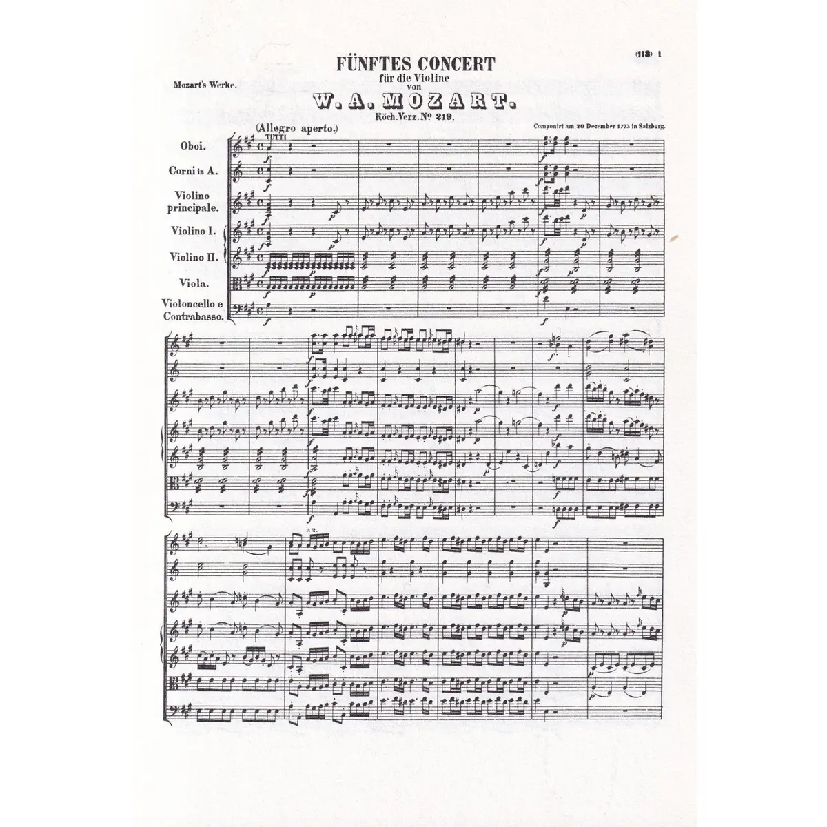 Concertos For String. Kv 219, 261, 269 (partitura de bolso)