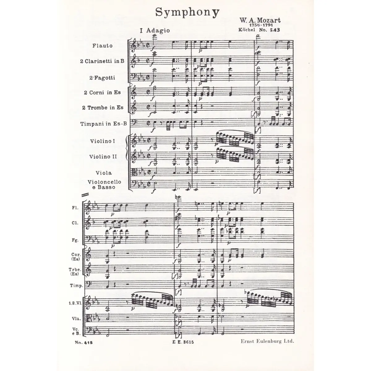 Symphony Es-Dur - Kv 543 (partitura de bolso)
