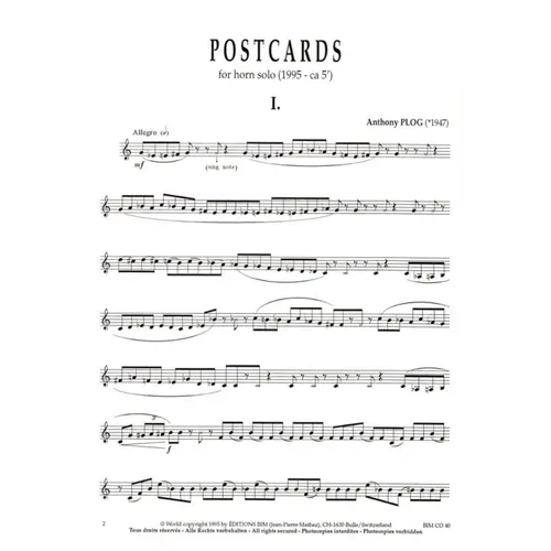 Postcards II Horn Solo
