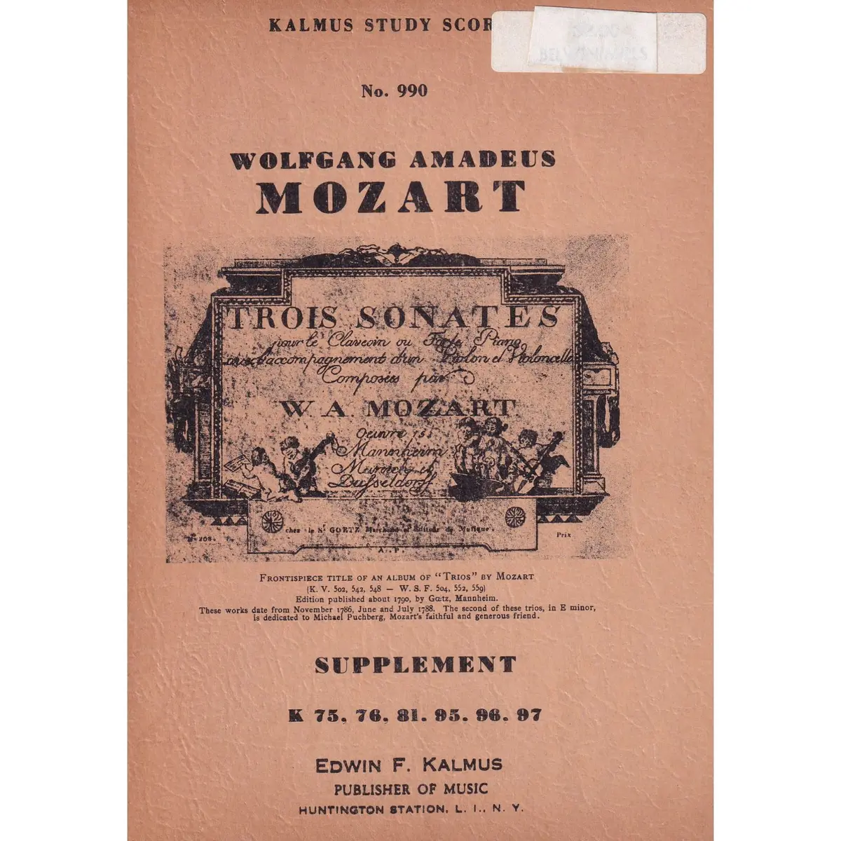 Supplement Kv 75, 76, 81, 95, 96, 97  (partitura de bolso)