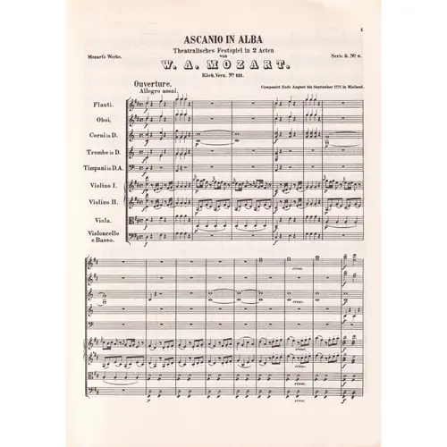 Ascanio In Alba - Kv 111  - Opera Completa  (Pocket Score)