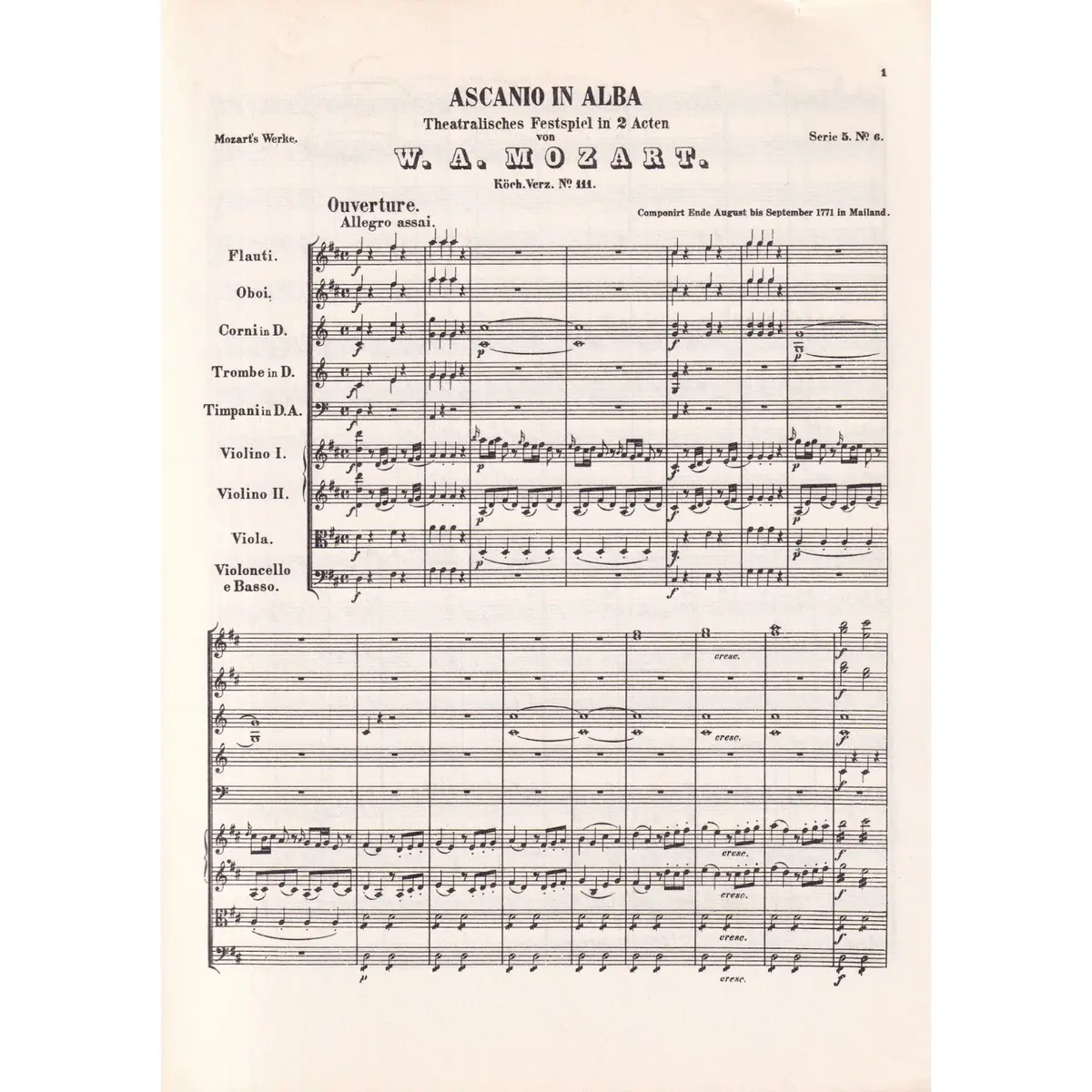 Ascanio In Alba - Kv 111  - Opera Completa  (Pocket Score)