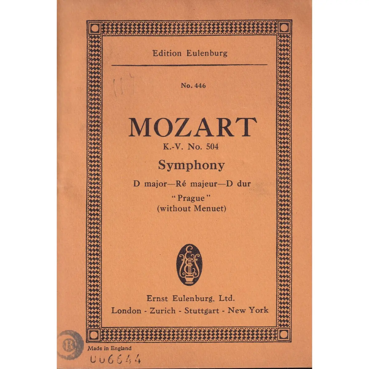 Symphony D Major (Prague) - Kv 504  ( study score )