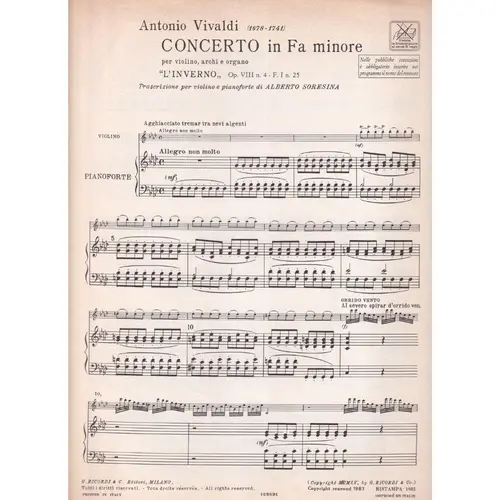 Concerto In Fa Min- Op.  8 N.4-F.I 25
