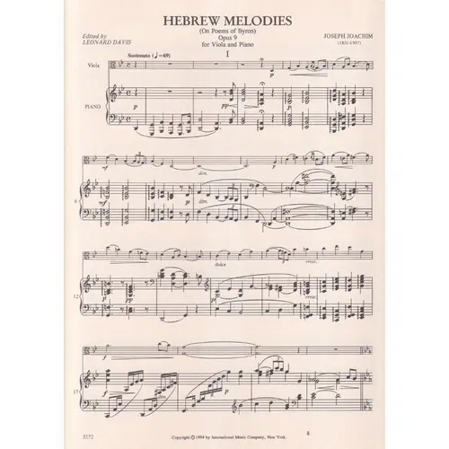 Hebrew Melodies - Op.9  (On Poems Of Byron)