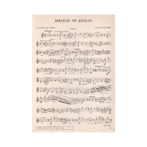 Berceuse de Jocelyn para Violin