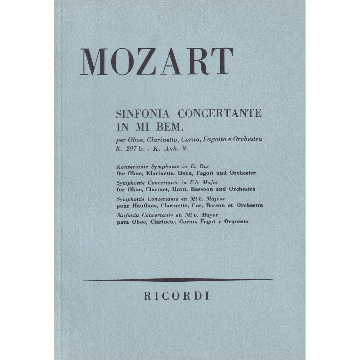 Sinfonia Concertante In Mib Maj - Kv 297 B. (partitura de bolso)