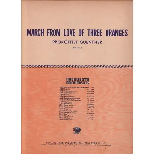 March from Love of Three Oranges para piano