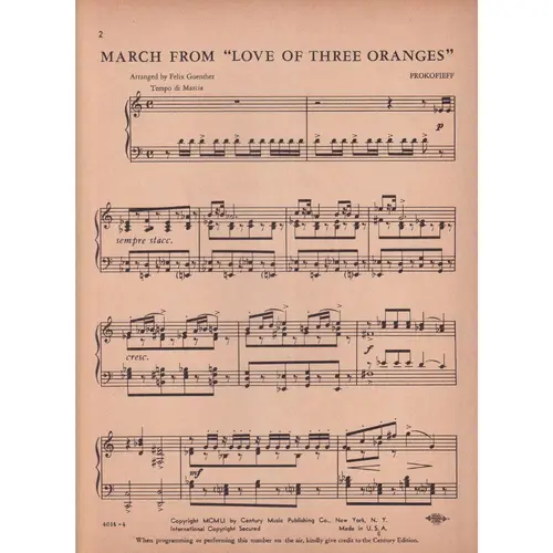 March from Love of Three Oranges para piano