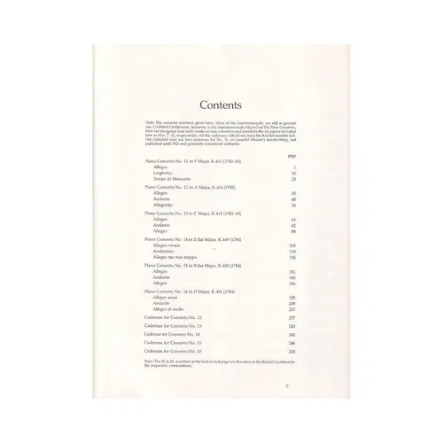Piano concertos nos. 11 - 16 in full score