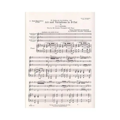 Air and Variations in B flat - trumpet trio (edição antiga)