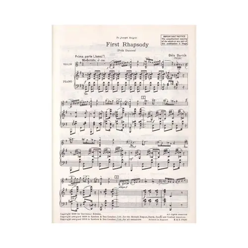 First Rhapsody (Folk Dances) - violin and piano