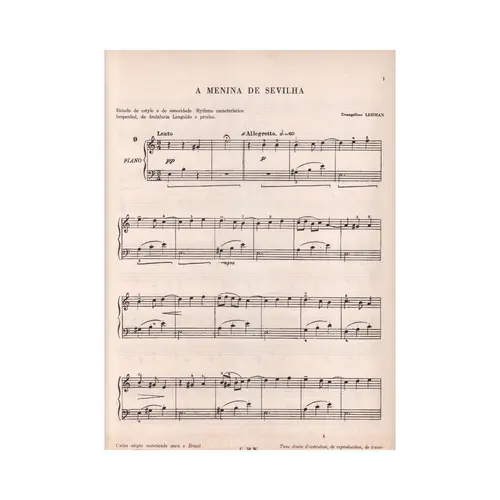 A menina de Sevilha para piano