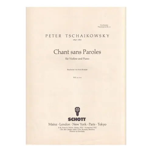 Chant Sans Paroles Fur Violine Und piano
