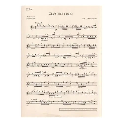 Chant Sans Paroles Fur Violine Und piano
