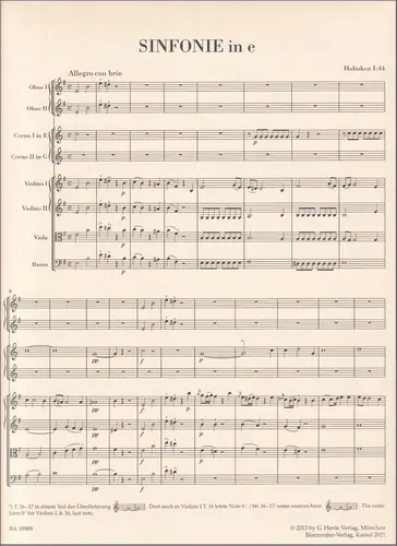 Symphony in E minor HOB. I:44 - "Trauersinfonie" - full score