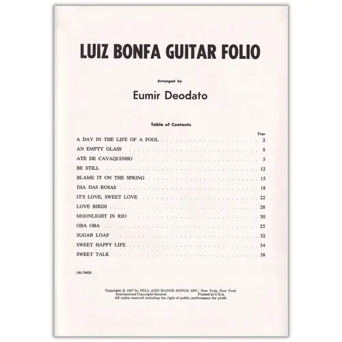 Luiz Bonfa Guitar Folio