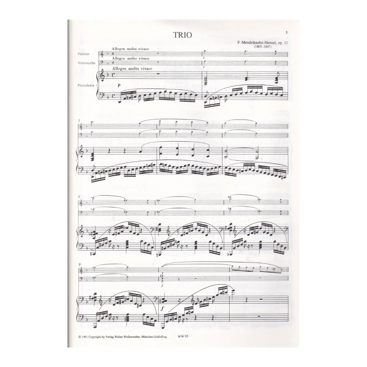 Trio D-Moll Op.11 fur klavier, violine and violoncello