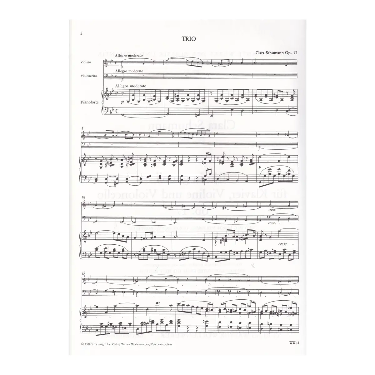 Trio Op.17 fur klavier, violin and violoncello