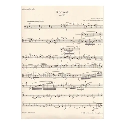 Concerto in A minor op. 129 - Violoncello and String Quartet set of parts