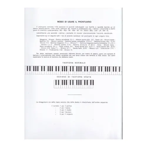 Prontuario di Tutti Gli Accordi per Organo, pianoforte e tastiere in genere