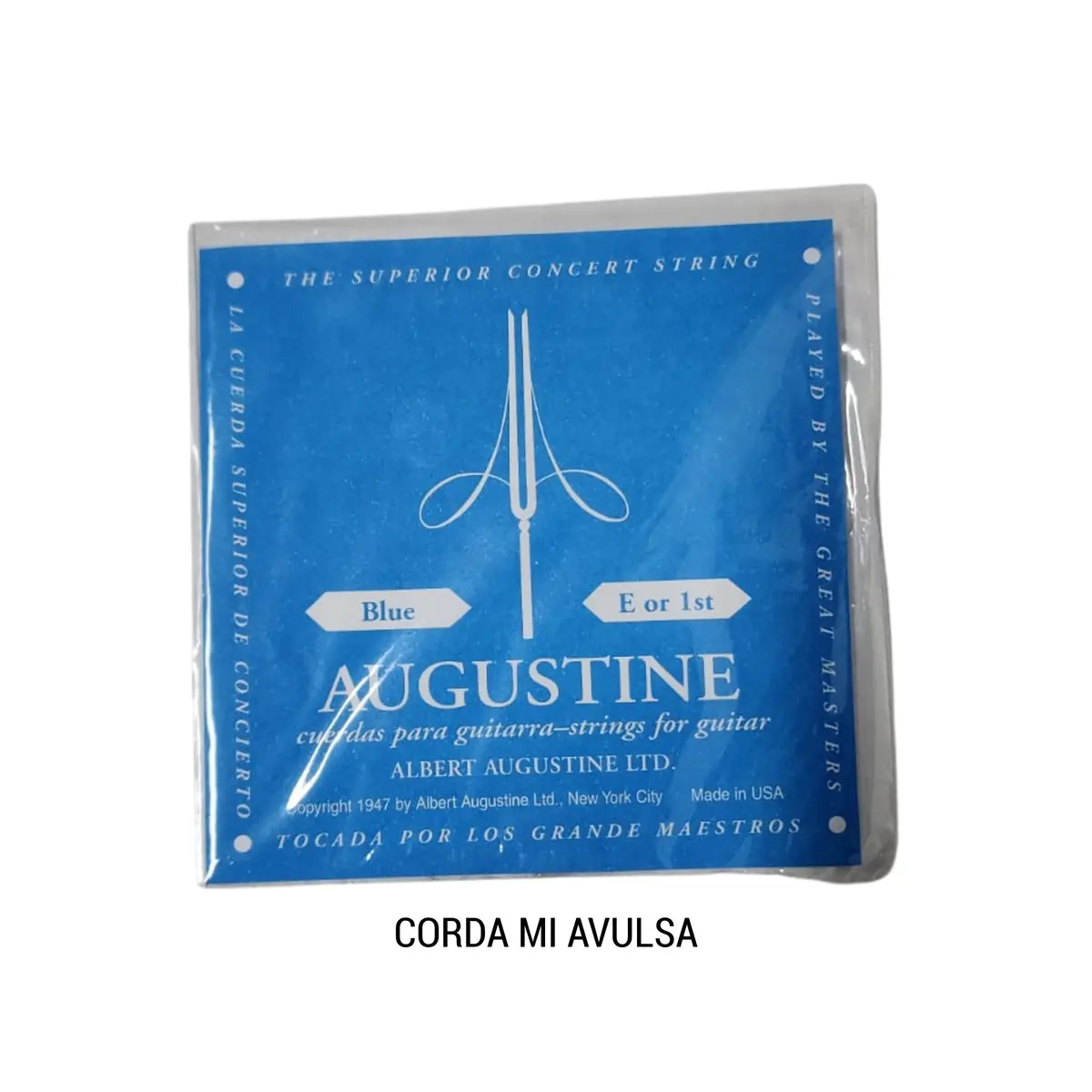 Corda Avulsa Mi (1a) para Violão nylon Augustine Classic Blue - tensão alta