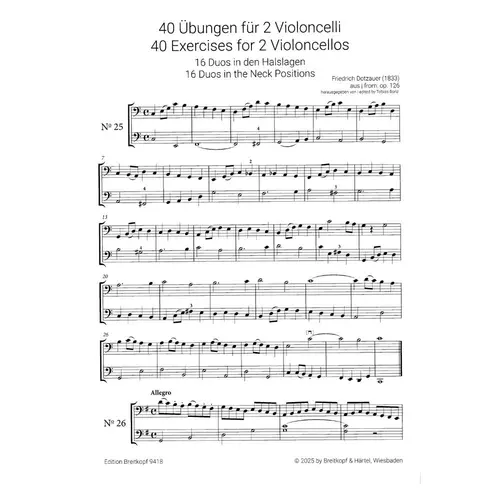40 Exercises for 2 Violoncellos from Op. 126 - kit Vol. 1 and 2