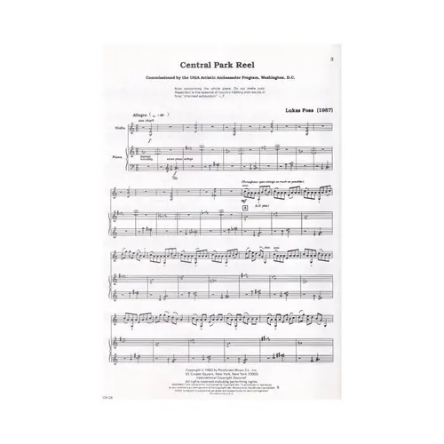 Central Park Reel for violin and piano