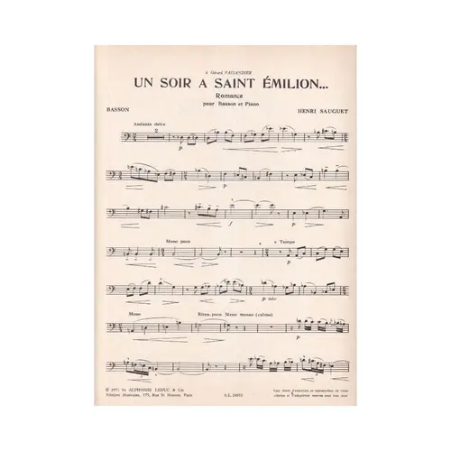 Un Soir a Saint Emilion  pour basson et piano