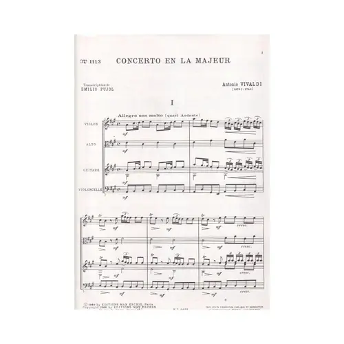 Concerto em la majeur pour guitare,violon,   edição antiga