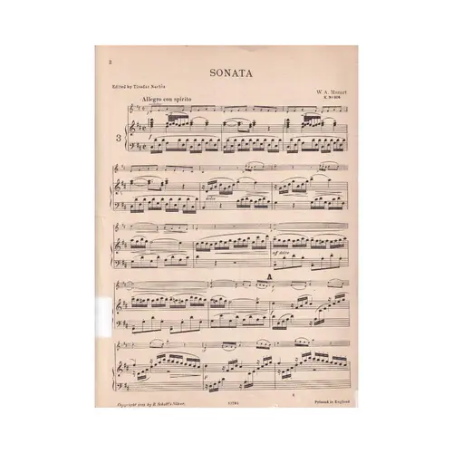 Sonata for violin and piano n. 3  d major KV 306