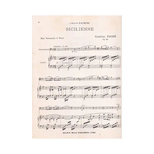 Sicilienne for cello or violin and piano op. 78