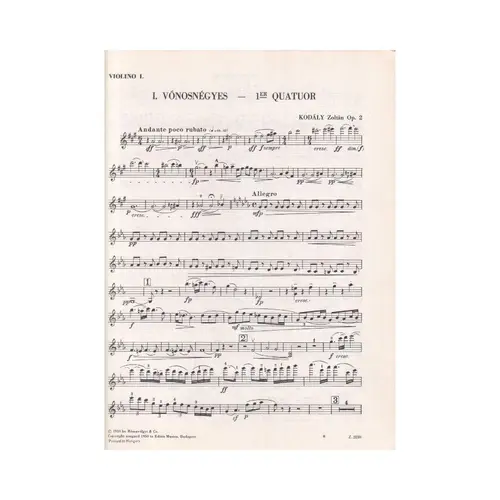 I. Vonosnegyes - 1er Quartuor a Cordes - op. 2 - partes - edição antiga