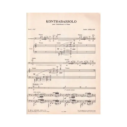 Kontrabassolo pour Contrebasse et piano