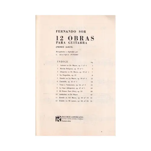 12 obras para guitarra - vol. 1