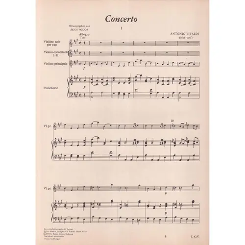 Concerto fur solo-Violine, zweite solo-violine ''per eco'' und streichorchester mit basso continuo