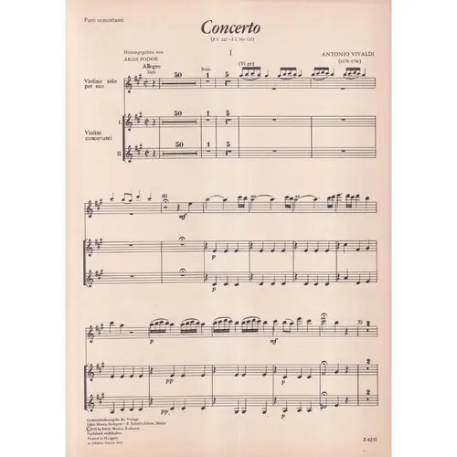 Concerto fur solo-Violine, zweite solo-violine ''per eco'' und streichorchester mit basso continuo