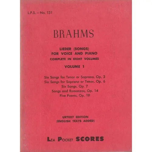 Lieder (Songs) for Voice and Piano - Vol.1 - Pocket scores
