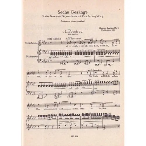 Lieder (Songs) for Voice and Piano - Vol.1 - Pocket scores