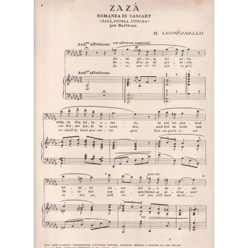 Zazà (Romanza Di Cascart) Zazà Piccola Zingara