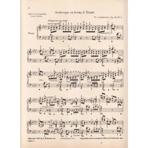 Arabesque En Forme D`Etude - Op.45 N.1  (Edição Antiga)