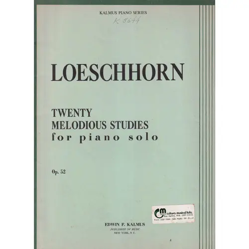 Twenty Melodious Studies For Piano - Op.52