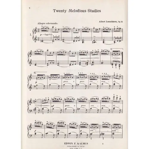 Twenty Melodious Studies For Piano - Op.52