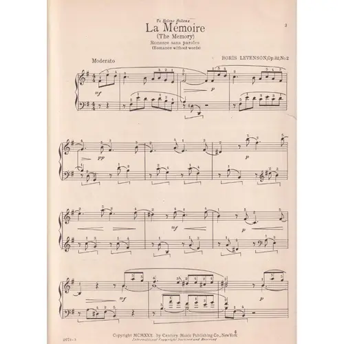 La Memoire  - Op.32 N.2  (Edição Antiga)