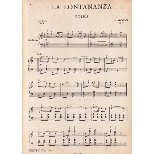 La Lontananza  - Polka  para piano (Edição Antiga)