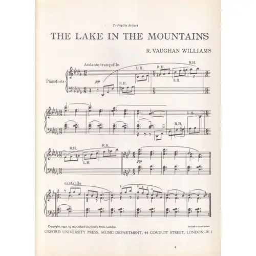 The Lake in the Mountains for Piano Solo