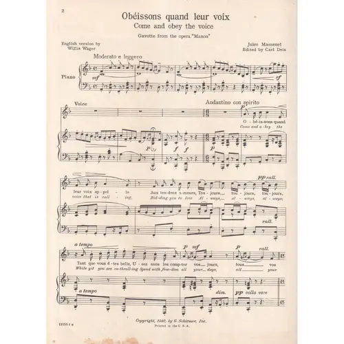 Obéissons Quand Leur Voix - Mezzo - Soprano