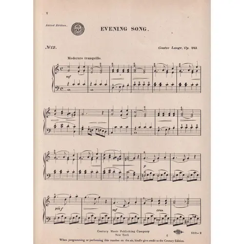 Evening Song - Op.243  (Edição Antiga)